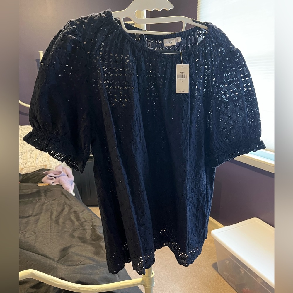 NWT GAP Navy Blouse Sz L